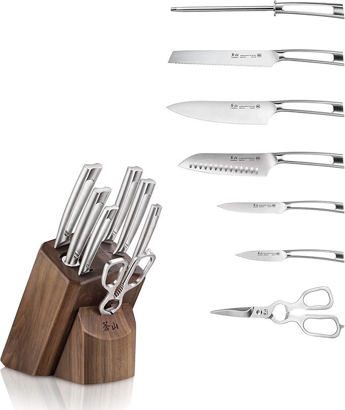 Cangshan TN1 Series 1021950 Swedish 14C28N Steel Forged 8-Piece Knife Block Set, Walnut