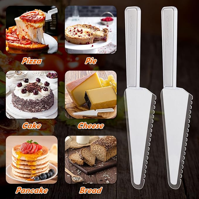 Suclain Disposable Cake Cutter 9.1 Inch Plastic Cake Server Cutting Plastic Spatula Knives Pie Pizza Pastry Slicer Serving Utensils for Kitchen Wedding(Clear,16 Pieces)