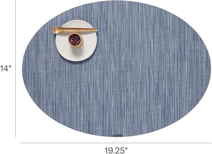 Chilewich Bamboo Placemats Set of 4 - Woven Oval Placemats - Reusable, Stain-Resistant, Indoor/Outdoor Tabletop Protection - 19" x 14" - Rain