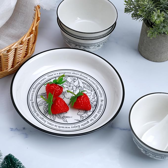 Floral Porcelain Dinnerware Sets for 2, 10-Piece Plates and Bowls Set,Microwave & Dishwasher Safe, Elegant Gift Packaging