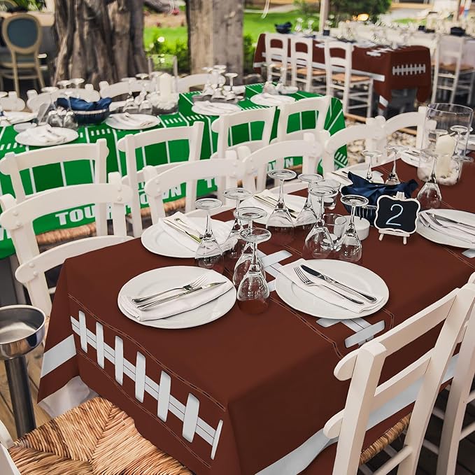 Gatherfun Football Party Decorations Disposable Tablecloth Plastic Touchdown Table Cover for Birthday Football Party Games Decoration 54 X 108Inch竊? Pack