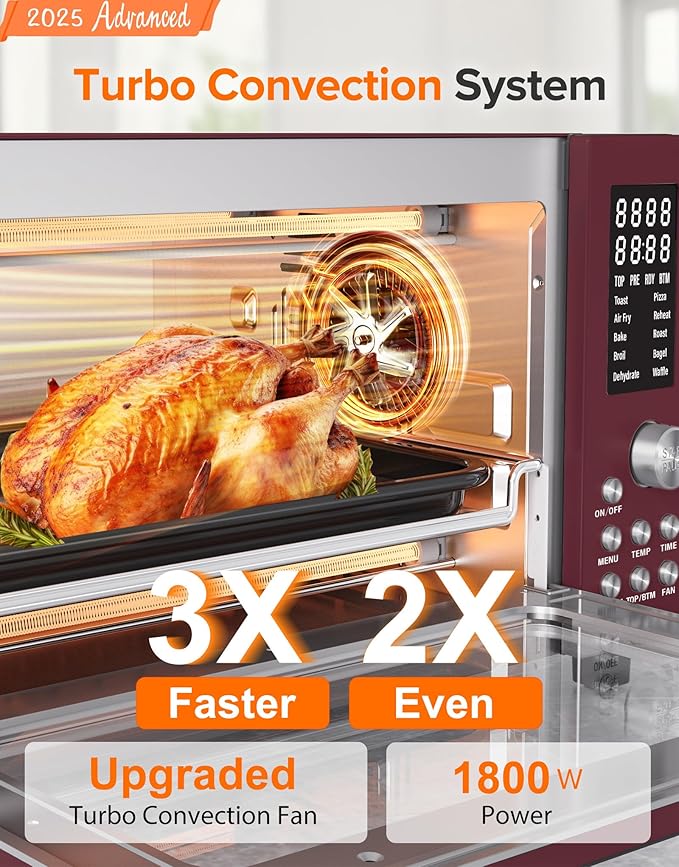 Nuwave Bravo Pro Smart Air Fryer Toaster Oven Combo, 10-in-1 Functions with Quicker & Even Crisp Technology, 1800W, 50-450째F, PFAS-Free, 21QT, Cinnamon