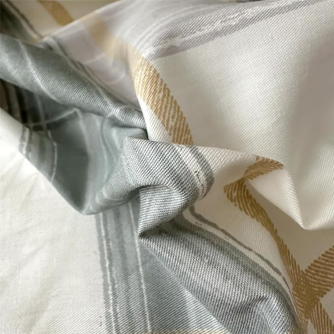 Plaid Queen Comforter Set Geometric Plaid Grid Comforter Set Fluffy Microfiber Bedding Comforter Farmhouse Checkered Comforter Set for All Season 3 Piece Plaid Bedding Comforter Set Queen Size Set