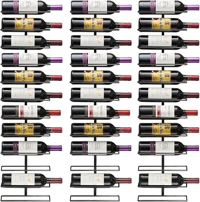 Sorbus Wall Mount Wine Rack ??Holds 12 Bottles ??Black Metal Wine Bottle Holder for Wall, Modern Wine Rack for Home Bar, Kitchen