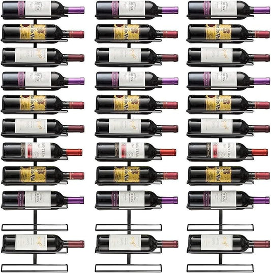 Sorbus Wall Mount Wine Rack ??Holds 12 Bottles ??Black Metal Wine Bottle Holder for Wall, Modern Wine Rack for Home Bar, Kitchen