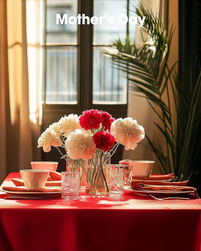 Pureegg Plastic Table Cloth Disposable 12 Pack, 54 x 108 Inch Table Cloths, Valentines Day, Thanksgiving, Christmas Decorations, Fall Tablecloths, Rectangle, Plastic Cover, Leakproof & Sturdy, Red