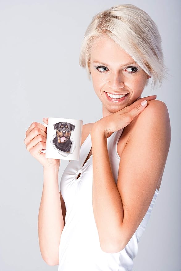 Winston & Bear Smiling Rottweiler Mug - Rottie Ceramic Coffee Mug Gift for Dog Lovers Mom and Dad - Perfect Birthday or Christmas, Father's or Mother's Day Gift (11oz)