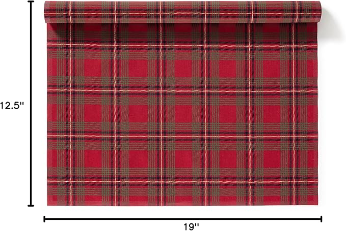 MY DRAP Placemats 48 x 32 cm / 19" x 12.5" - (6 Per Roll, Cotton Red Tartan Xmas)