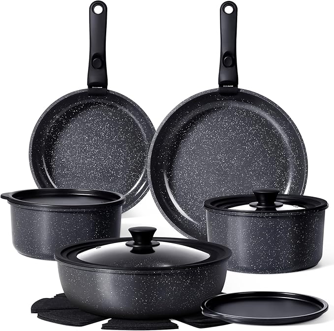 GiPP Ceramic Pots and Pans Set Non Stick, Nonstick Detachable Handle Cookware Sets, Healthy Non Toxic PFAS PFOA & PTFE Free, Dishwasher 竊냀ven Safe, Induction Kitchen Pot and Pan, 15 Piece Grey