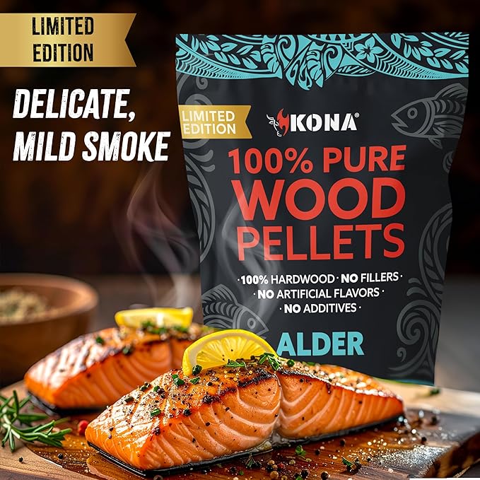 Kona Alder Wood Pellets ??Limited Edition for Ninja Woodfire Grill, Outdoor Oven & Smoker ??2lb Resealable Bag