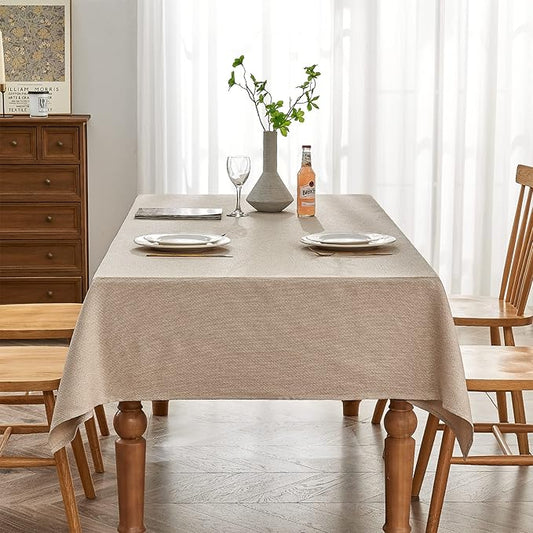 BALCONY & FALCON Square Tablecloth Jacquard Style Water Resistant Table Cover for Dining Kitchen Cafe Parties and Outdoor Use (Beige, 47 x 47 inch)