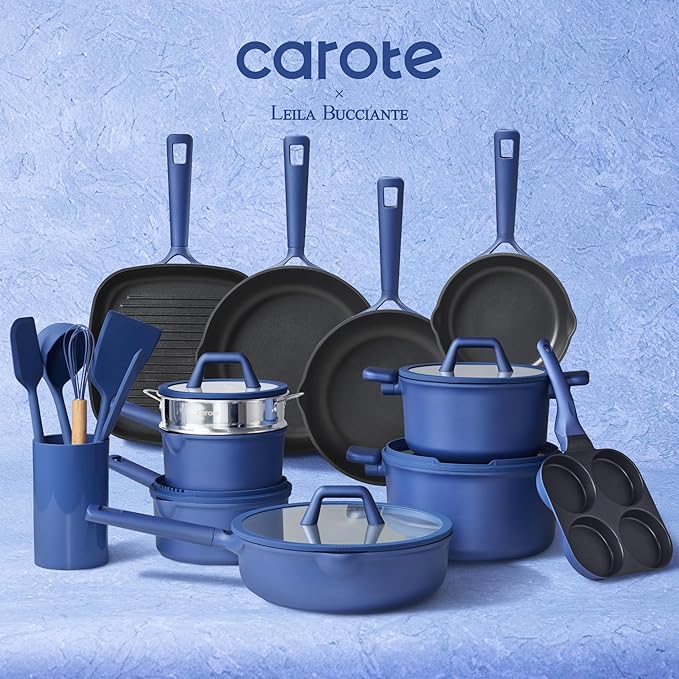 CAROTE 31PCS Pots and Pans Set, Nonstick Cookware Set Kitchen Non Stick Induction Cookware Non-toxic Granite Cooking set