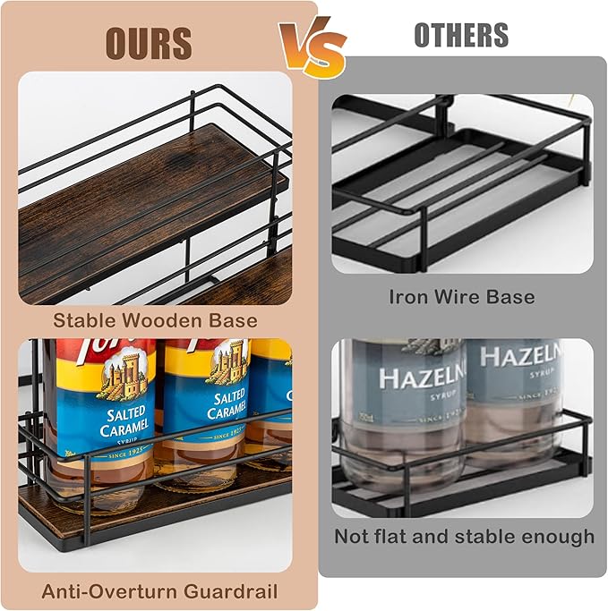 Coffee Syrup Organizer rack, 3 Tier Syrup Holder(12 Bottle Capacity) for coffee bar syrup storage,kitchen condiment organization and wine display.
