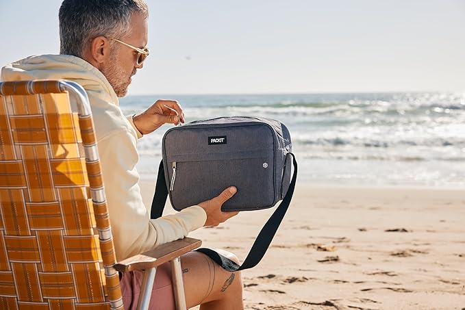 PackIt짰 Freezable Essential Cooler, Gray Fog, Built with EcoFreeze짰 Technology, Fully Freezable, Collapsible, Reusable, With Adjustable Crossbody Strap, Top Clip Handle, Designed for Fresh Office