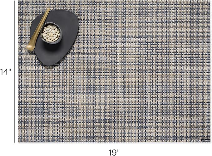 Chilewich Basketweave Placemats in Coast - Set of 4 - Easy Care Woven Tabletop Textiles - Indoor/Outdoor - 19" x 14" Rectangle