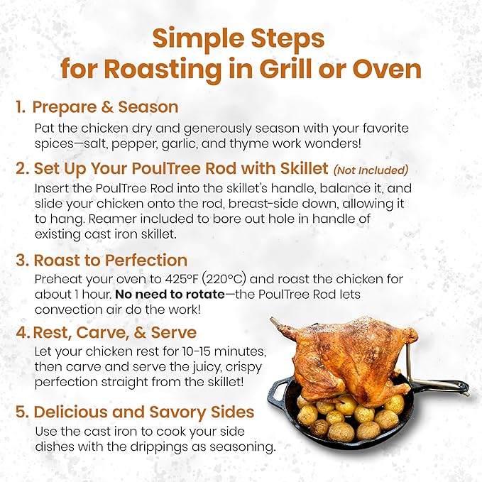 Chicken Penetrator Rod Roaster ??for Juicy Meat & Crispy Skin ??for Grill, Oven & Smoker ??Rotisserie-Style Without Spinning ??Convection Cooking Made Easy - Rod Only