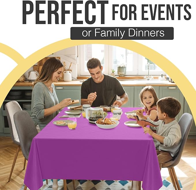 Exquisite 66% Thicker Premium Plastic Table Cloth Rectangle Table Cover 0.5 Mil 24 Pack Magenta Table Cloth 54 Inch x 108 Inch Disposable Tablecloth Won't Tear Easily Like Cheap Thin Brands
