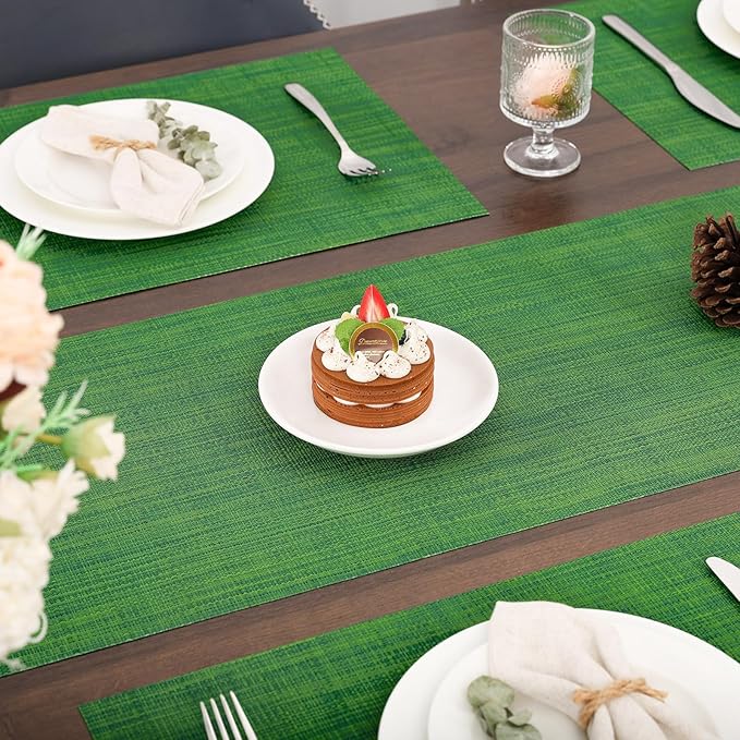 Myir JUN Table Runner, Vinyl Table Runner Indoor 72 Inch Long Arbitrarily Cropped Runner for Table Heatproof for Home Party (Dark Green, 15 x 72 inch)