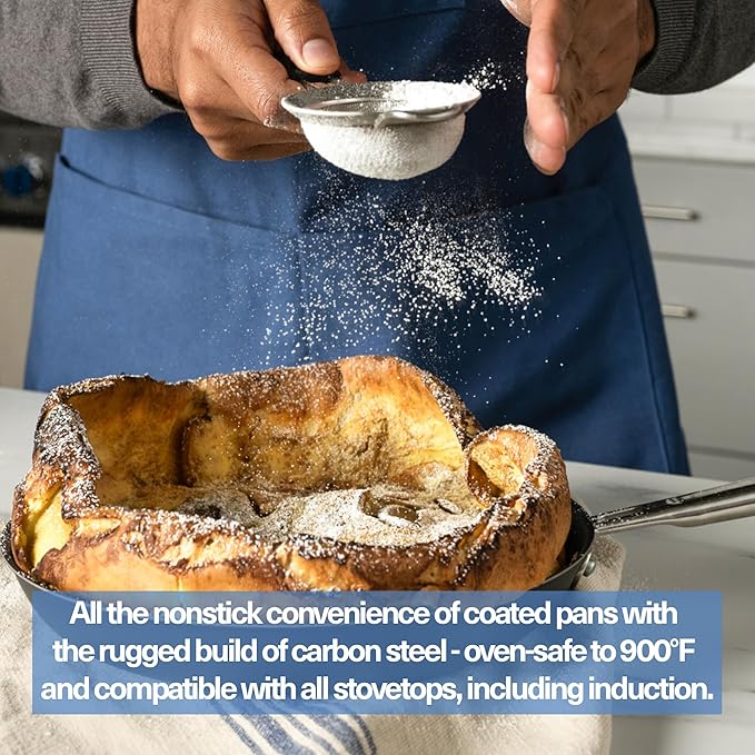 Misen Carbon Nonstick??Frying Pan ??Carbon Steel Pan, Naturally Nonstick No-Coating Surface, Ultra-Durable & Oven-Safe, Induction & Gas Compatible - 12 Inch