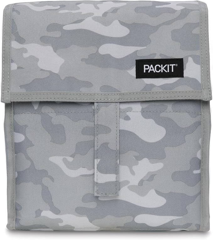 PackIt짰 Freezable Lunch Bag, Tonal Camo Gray, Built with EcoFreeze짰 Technology, Foldable, Reusable, Zip and Velcro Closure with Buckle Handle, Designed for Work Lunch and Fresh Lunch On the Go