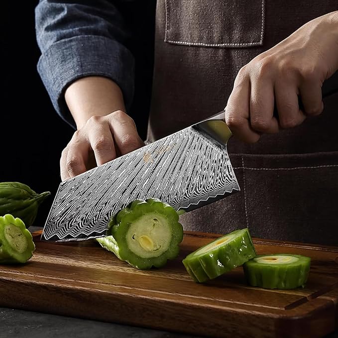 Wakoli Culinary Asia Damascus 4-Piece Knife Block Set with Magnetic Block ??Professional Kitchen Knives made of 67-Layer Damascus Steel Blades & VG10 Core ??Ergonomic Dark Oak Wood Handles in Gift Box