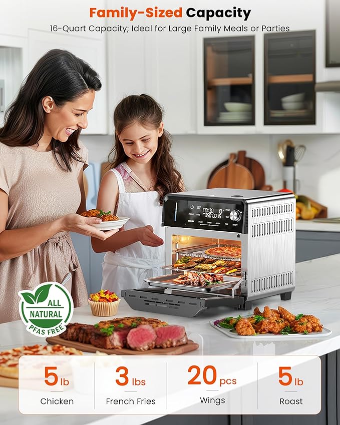 Nuwave Combi Steam Oven, Non-Toxic Stainless Steel Multi-Cooker with Air Fry, Steam, Sous Vide, Toast & More, 50-450째F Precision, 120 Presets, Moisture Control, Programmable, Easy to Clean