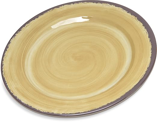 Carlisle FoodService Products Mingle Resuable Plastic Plate Appetizer Plate with Pottery Style for Home and Restaurant, Melamine, 7 Inches, Amber, (Pack of 12)