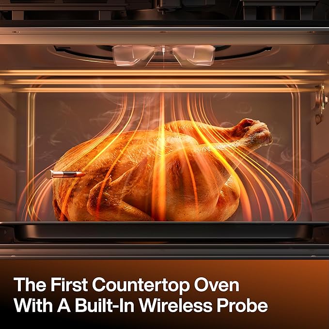 Typhur Sync Oven with Smart Wireless Meat Thermometer Probe, 12?멼n?? Countertop Air Fryer Toaster Oven Combo, 360째 Turbo Convection, Dehydrator, Recipes & 5 Accessories, Large 27QT, Stainless Steel