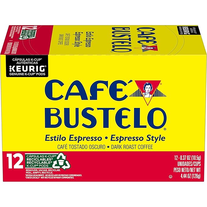 Caf챕 Bustelo Espresso Style Dark Roast Coffee, 72 Count Keurig K-Cup Pods