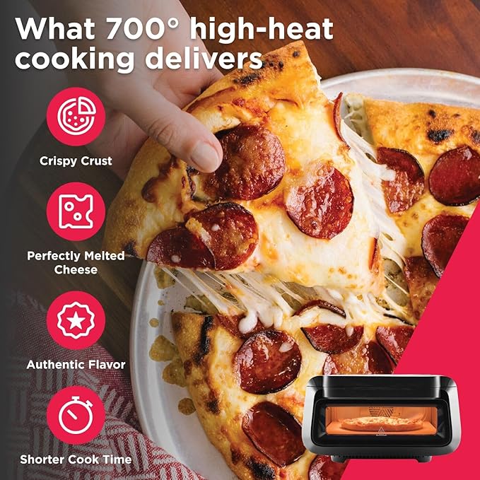 Frigidaire Electric Indoor Pizza Oven ??Reach Temperatures of 700째F ??Stone Bake 12??Pizzas in Minutes ??Portable Countertop Oven with Air Fry and Bake. Peel Included Model FRPO100B