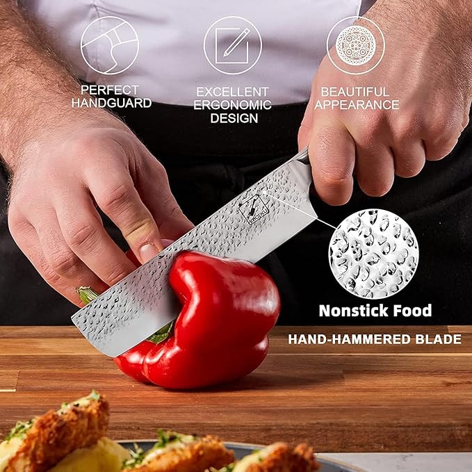 imarku Nakiri Knife Meat Cleaver, Razor Sharp 7 Inch Chef Knife Japanese Stainless Steel Vegetable Kitchen Knife with Ergonomic Handle for Home, Christmas Gifts for Women and Men