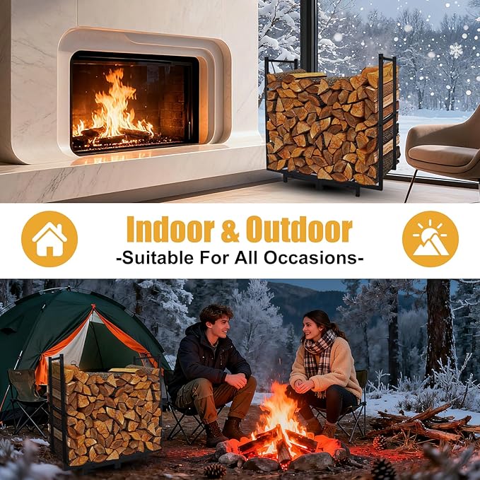 Firewood Rack Outdoor, 30"L x 31"H inch Indoor Fire Wood Pile Storage Stacker, Rustproof Waterproof Log Rack for Fireplace Wood Organizer