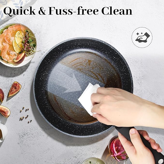15PCS Pots and Pans Set Non Stick, Kitchen Cookware Sets with Detachable Handle, Ceramic Cookware Sets, Non Stick RV Cookware Cooking Set, Dishwasher 竊?Oven Safe, PFOA Free, Black