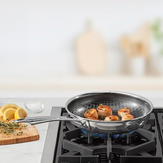 Cuisinart FusionElite+ Nonstick Tri-Ply Stainless Steel Skillet, 8??Skillet Frying Pan with PURELYSEAR Ceramic Nonstick Technology, Scratch Proof, Cool Grip Handles, Dishwasher Safe