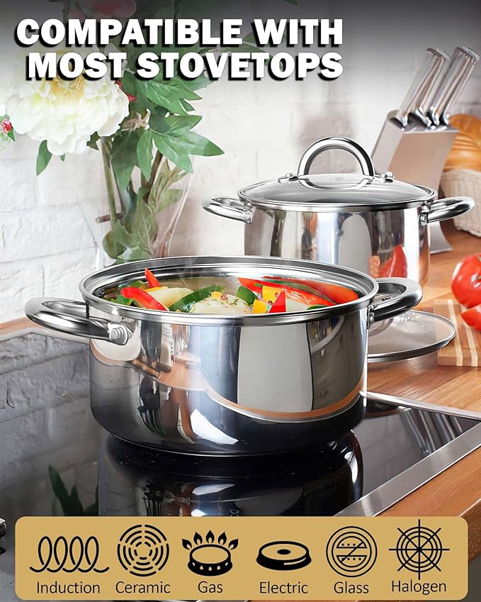 Cook N Home 16 Quart Stockpot with Lid, Stainless Steel