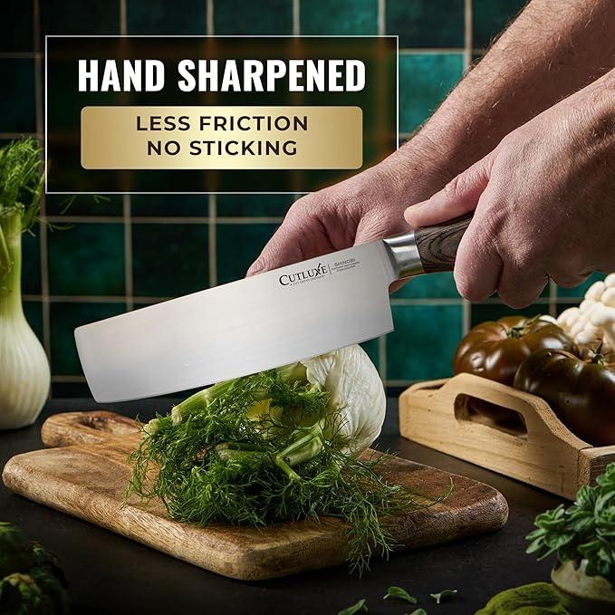 Cutluxe Nakiri Knife ??Ultra Sharp 7" Meat and Vegetable Japanese Knife for Chopping, High Carbon Stainless Steel Blade, Full Tang Pakkawood Handle ??Shinobi Series