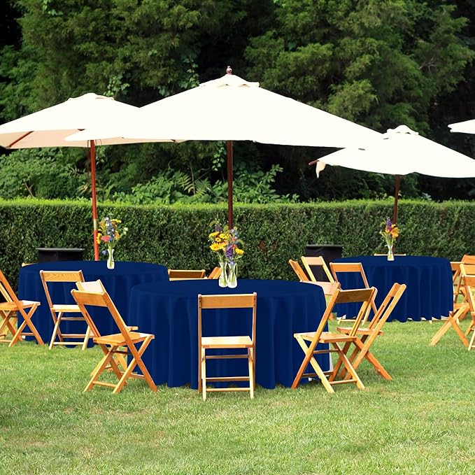 sancua Navy Blue Round Tablecloths 108 Inch, 6 Pack - Circle Fabric Cloth Table Cloths for Wedding Party Banquet Birthday, Washable Polyester Table Cover (Fit 30-72 Inch Tables)