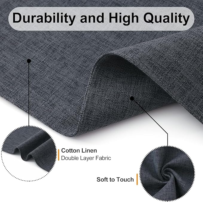 Homaxy Cloths Placemats for Dining Table Set of 8, Heat Resistant Washable Cotton Linen Blend Table Mats, Easy to Clean Place Mats for Indoor Outdoor Party Kitchen Decoration, 13" x 19", Charcoal Gray