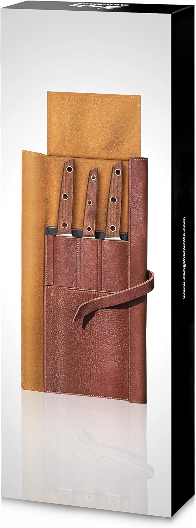 Cangshan W Series 59953 4-Piece Leather Roll Knife Set