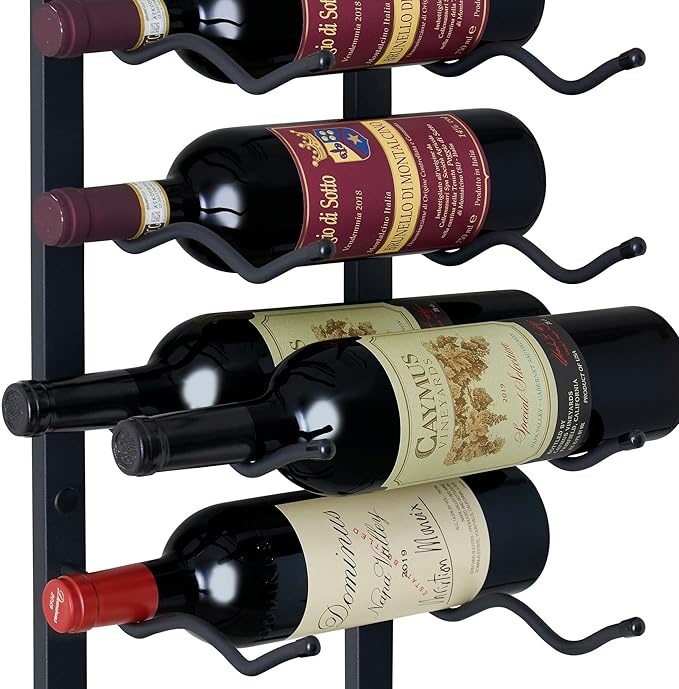 Wine Enthusiast N'FINITY 24 Bottle Wall Mounted Metal Wine Rack ??Label Forward Wine Rack with Easy Installation - 4' Tall, 2 Column Deep (Black)