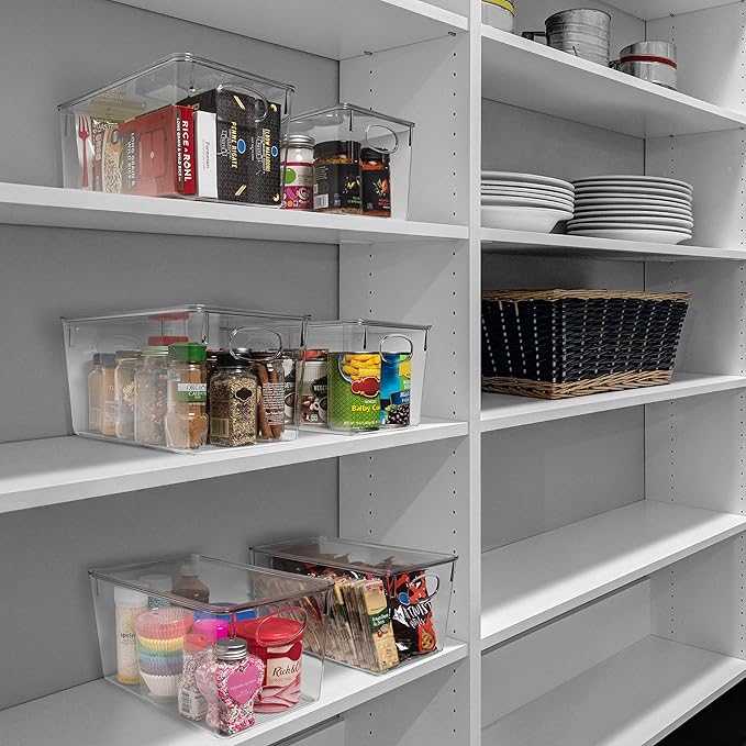 ClearSpace Plastic Storage Bins With lids, 8 Pack ??Perfect Pantry Organization and Storage ??Fridge Organizer, Pantry Storage Containers and Storage Bins, Cabinet Organizers