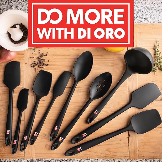 DI ORO Silicone Spatula Set - Rubber Kitchen Spatulas for Baking, Cooking, & Mixing - 600째F Heat-Resistant & BPA Free Silicone Scraper Spatulas for Nonstick Cookware - Dishwasher Safe (3pc, Black)