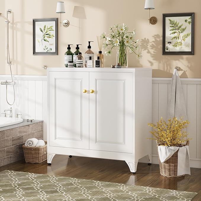 Coffee Bar Cabinet,Kitchen Storage Cabinet,White Buffet Cabinet with Storage and Adjustable Shelf,Sideboard Buffet Cabinets for Living Room