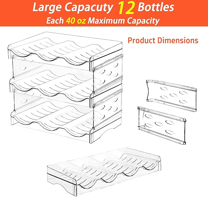 Stackable Wine Rack,Wine Bottle Holder for Inside Cabinet,for Pantry,Refrigerator,Countertop Organization-3 Tiers for 9 Bottles
