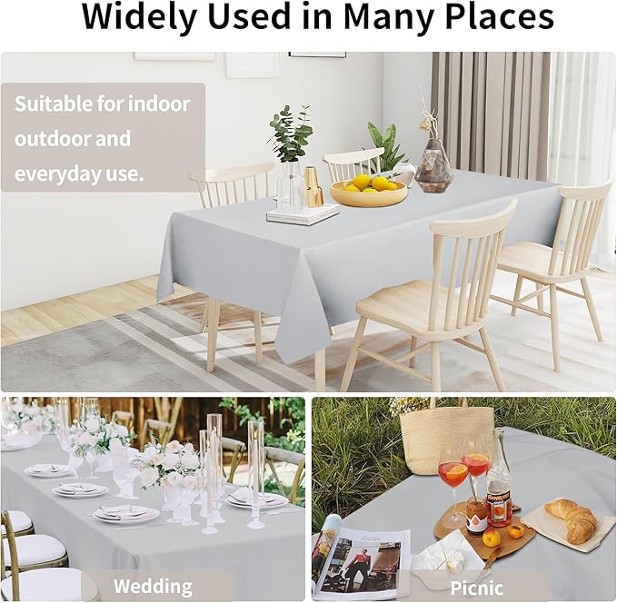 Easy-Going Faux Linen Waterproof Spill-Proof Tablecloth Stain Resistant Rectangle Table Cloth Wrinkle Free Decorative Fabric for Kitchen, Dining, Party, Weddings, Restaurants (60x120 in, Grey)