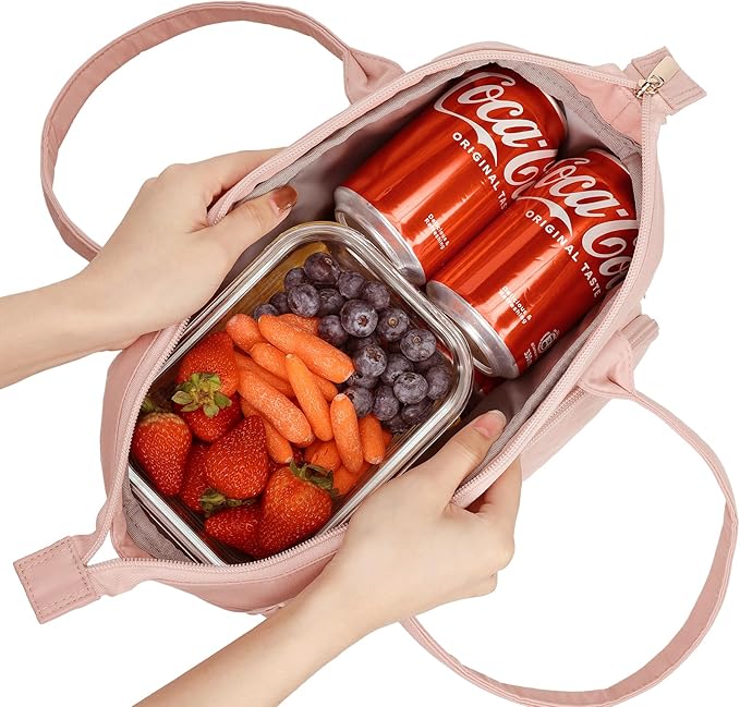 NISHEL Lunch Box for Women with Adjustable Shoulder Strap, Portable & Reusable Cooler Bag, Lunch Leak-proof Insulated Thermal Compartment, for Office Work Picnic Travel Gym, Pink