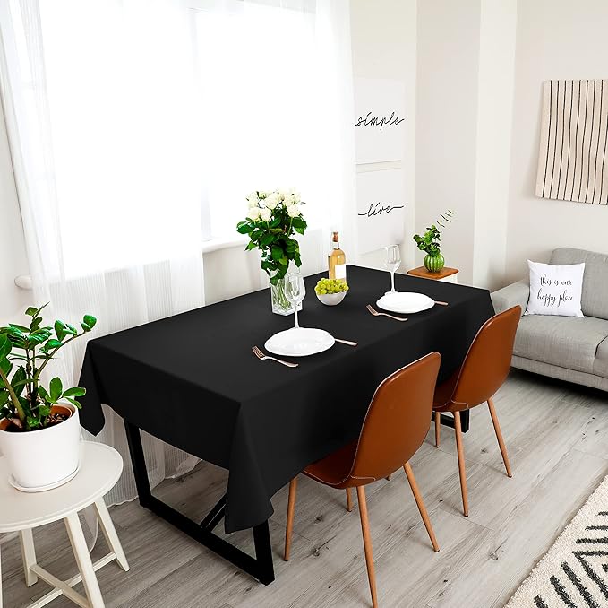 Utopia Kitchen Rectangle Table Cloth 2 Pack(90x156 Inches, Black), Tablecloth Machine Washable, Polyester Table Cover for Dining, Buffet Parties, Picnics, Events, Weddings and Restaurants