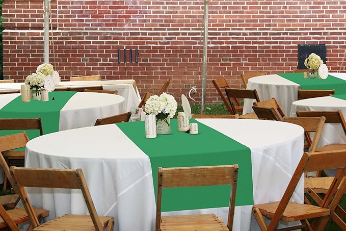 12 Pack Green Table Runner 12 x 72 Inch Long Rustic Farmhouse Wedding Table Runner,Washable and Reusable 6 FT Polyester Table Runners for Wedding Birthday Party Banquet Christmas Decorations