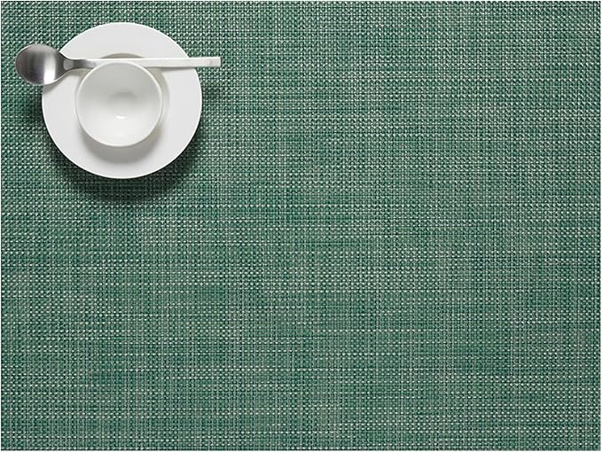 Chilewich Mini Basketweave Placemats in Ivy - Set of 4 - Easy Care Woven Tabletop Textiles - Indoor/Outdoor - 19" x 14" Rectangle