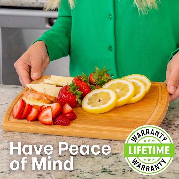 Small Bamboo Cutting Board ??12 Inch Wood Cutting Boards for Kitchen with Glue-Free Surface??& Juice Groove ??Non-Toxic, FSC-Certified, Durable Wooden Chopping Board